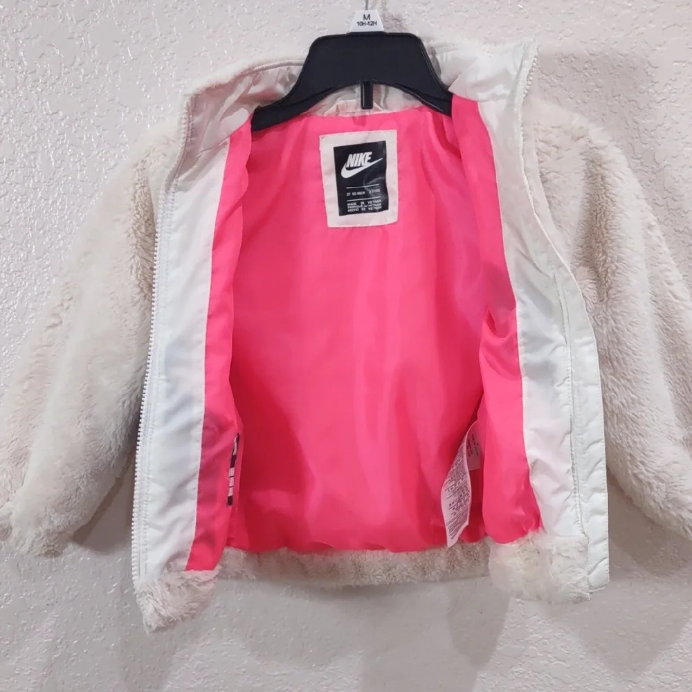 NIKE Cream and Black Fuzzy Jacket